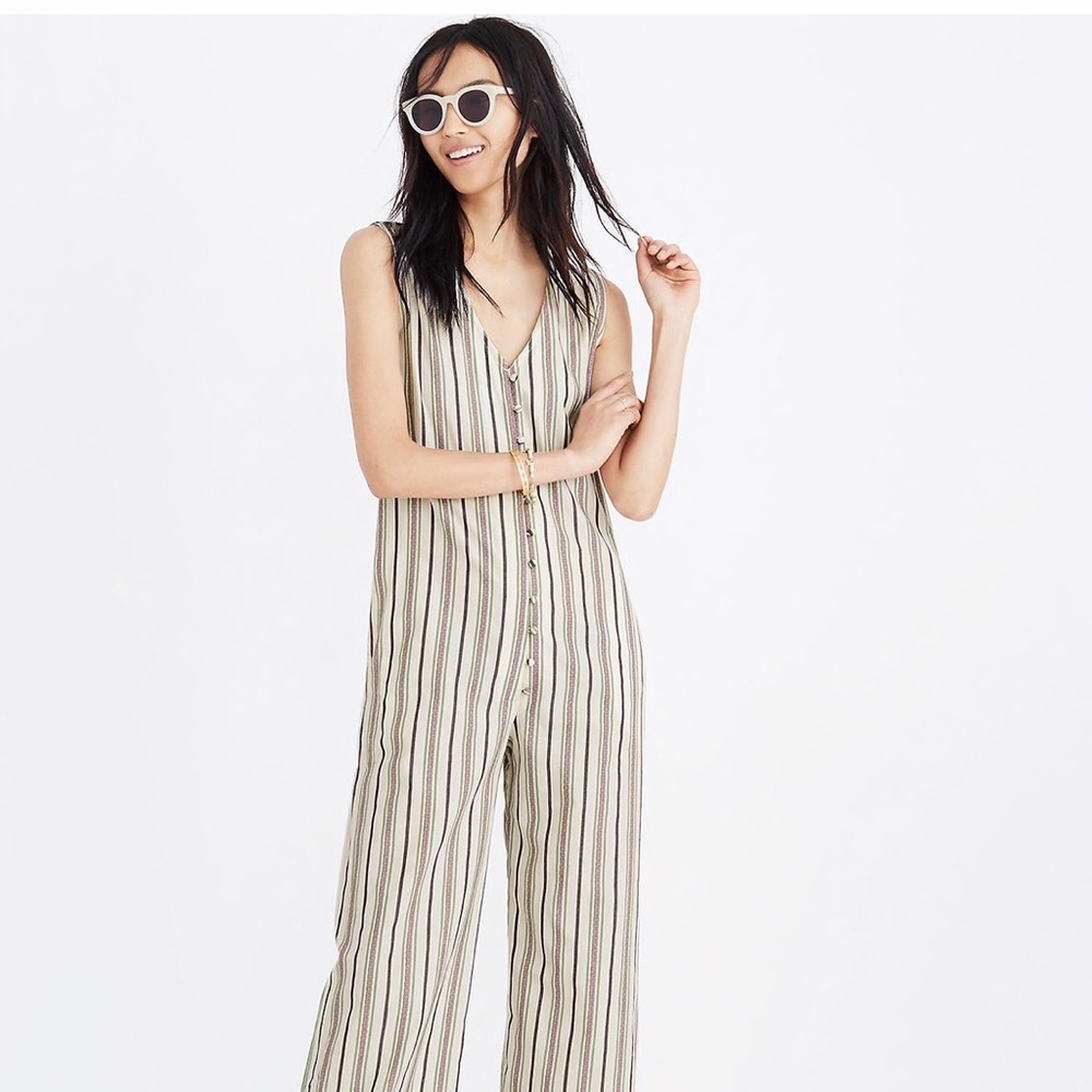 Madewell striped button down jumpsuit